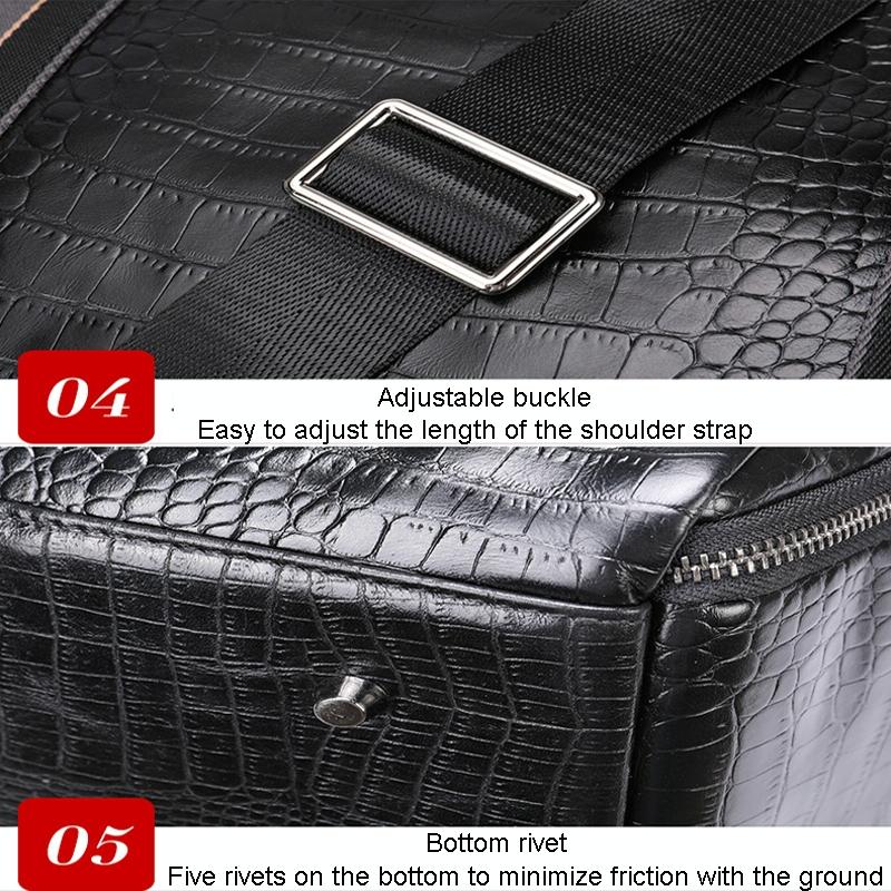Multifunctional Leather Duffel Bag for Travel - Crocodile Print