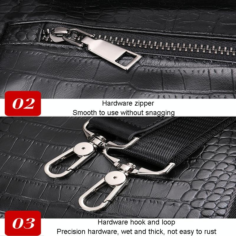 Multifunctional Leather Duffel Bag for Travel - Crocodile Print