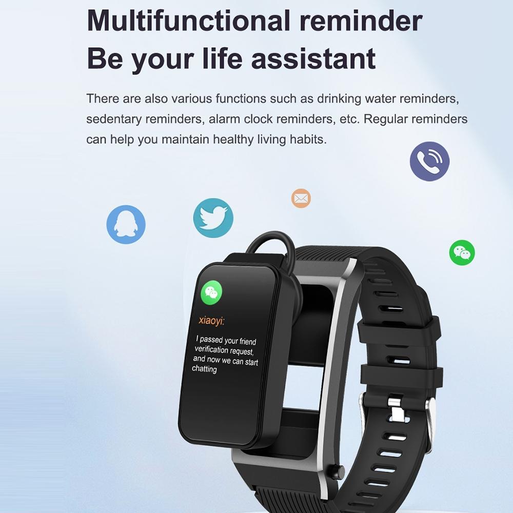 1.98 Inch 2 In 1 Bluetooth Earphone Smart Watch With Ecg & Nfc Support - Black