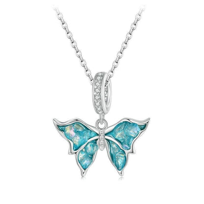 925 Sterling Silver Platinum Plated Butterfly Pendant Beads