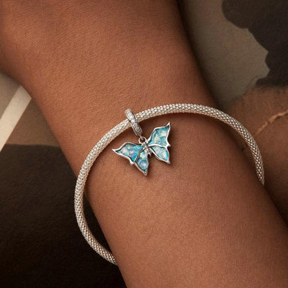 925 Sterling Silver Platinum Plated Butterfly Pendant Beads