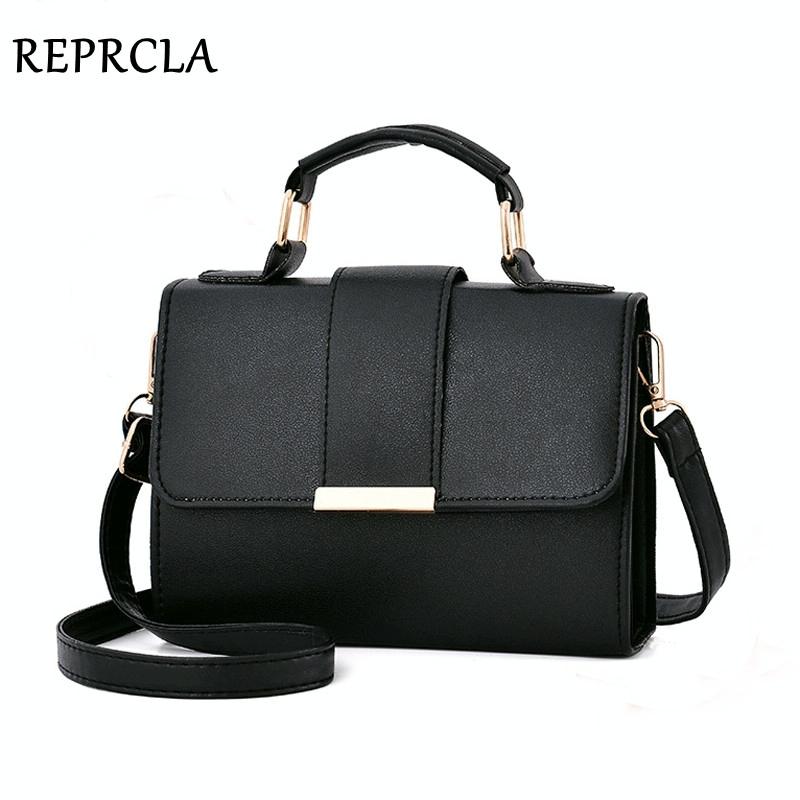 Women Small Leather Shoulder Bag - Flap Crossbody Messenger - Black