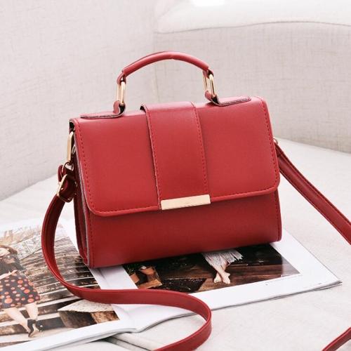 Women Small Leather Shoulder Bag - Flap Crossbody Messenger - Black