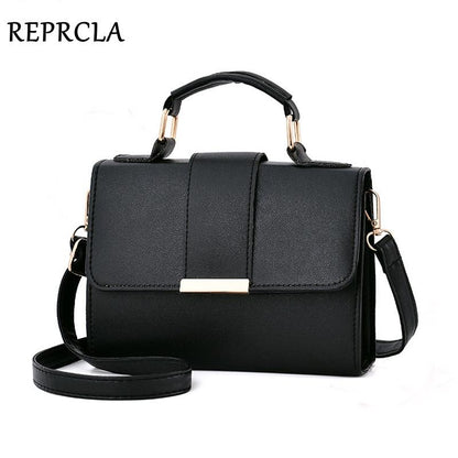 Women Small Leather Shoulder Bag - Flap Crossbody Messenger - Black