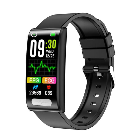 Smart Watch With Heart / Bp / Oxygen / Sugar Monitoring Silicone Strap Colour Screen - Black