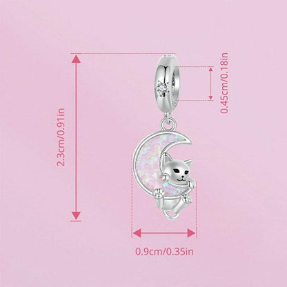 925 Sterling Silver Fantasy Moon Cat Pendant Plated