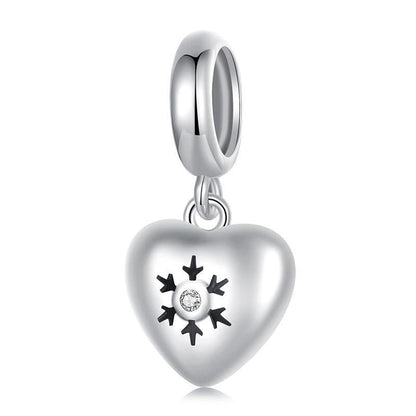 925 Sterling Silver Oxidized Snowflake Heart Diy Beads