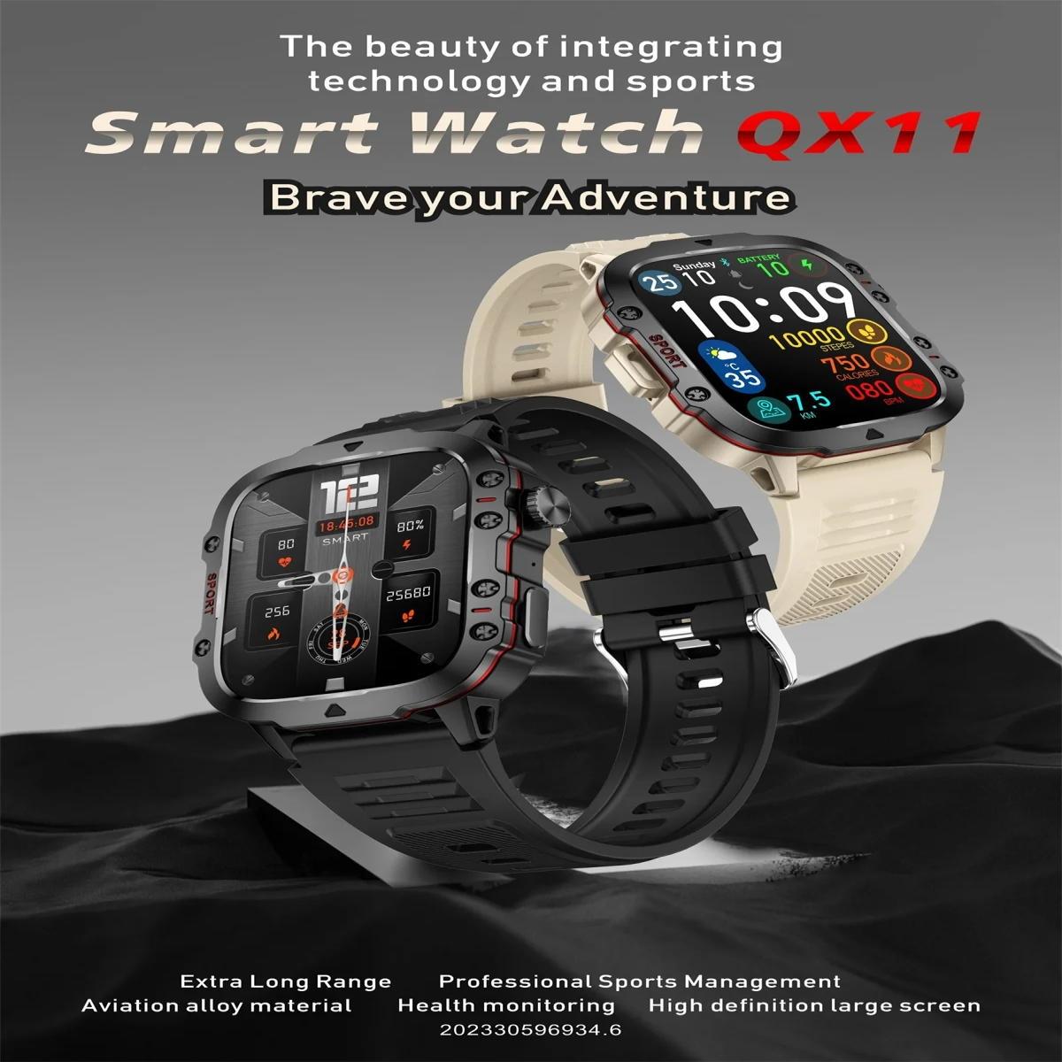 1.96 Inch Colour Screen Smart Watch Silicone Strap Support Bluetooth Call - Black