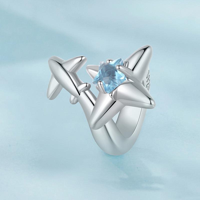 925 Sterling Silver Oxidized Airplane Starburst Beads