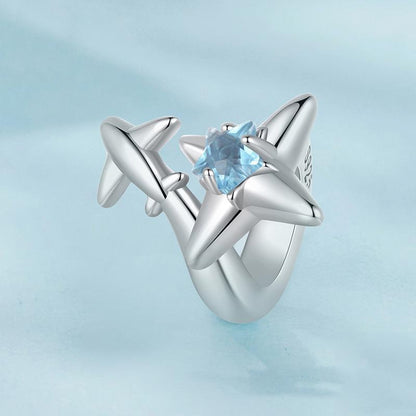 925 Sterling Silver Oxidized Airplane Starburst Beads