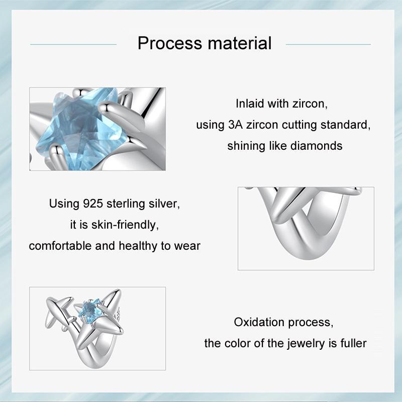 925 Sterling Silver Oxidized Airplane Starburst Beads