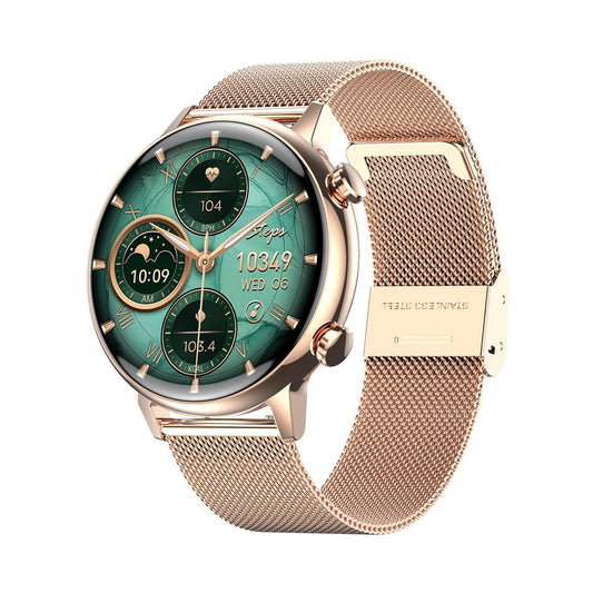 1.1 Inch Smart Stainless Steel Band Watch Support Bluetooth Call / Blood Oxygen Monitoring - Gold