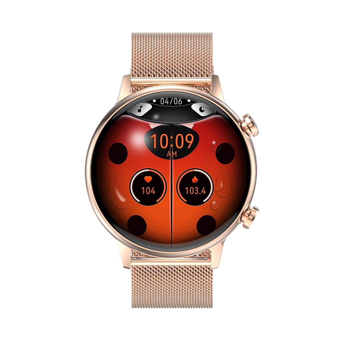 1.1 Inch Smart Stainless Steel Band Watch Support Bluetooth Call / Blood Oxygen Monitoring - Gold