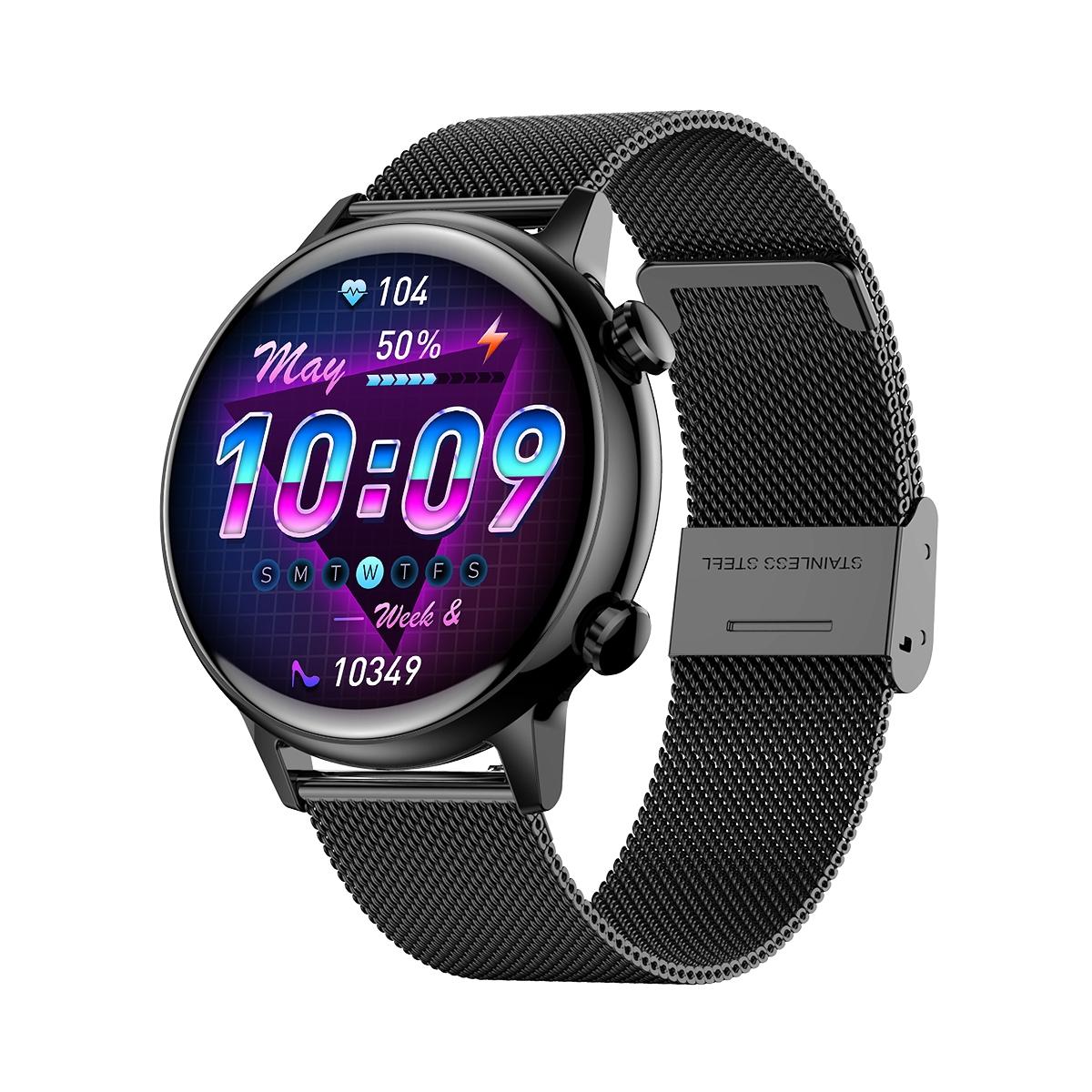 1.1 Inch Smart Stainless Steel Band Watch Support Bluetooth Call / Blood Oxygen Monitoring - Gold