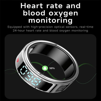 Smart Ring Gesture Control Health Monitoring Multiple Sports Size 11 - Black
