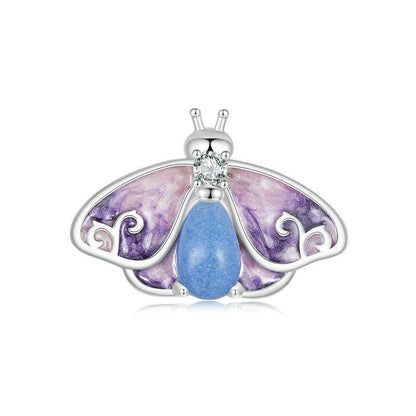 925 Sterling Silver Platinum Plated Luminous Purple Butterfly Beads