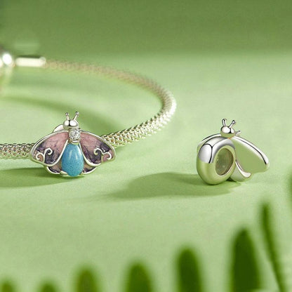 925 Sterling Silver Platinum Plated Luminous Purple Butterfly Beads