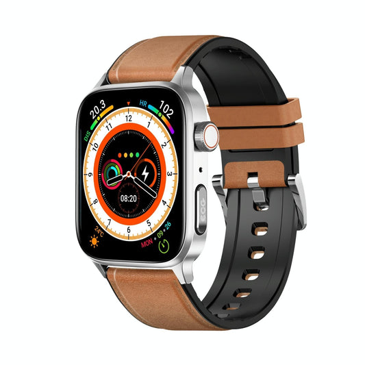 1.85 Inch Tft Screen Leather Band Health Smart Watch Support Bluetooth Call / Plateau Blood Oxygen / Body Temperature / Arrhythmia / Ti Heart Rate Monitoring - Black