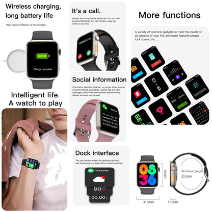 2.01 Inch Waterproof Smart Watch Bt Call / Heart Rate / Blood Pressure / Blood Oxygen - Black Gold