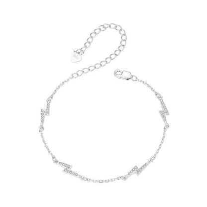 925 Sterling Silver Platinum Plated Lightning Bracelet In