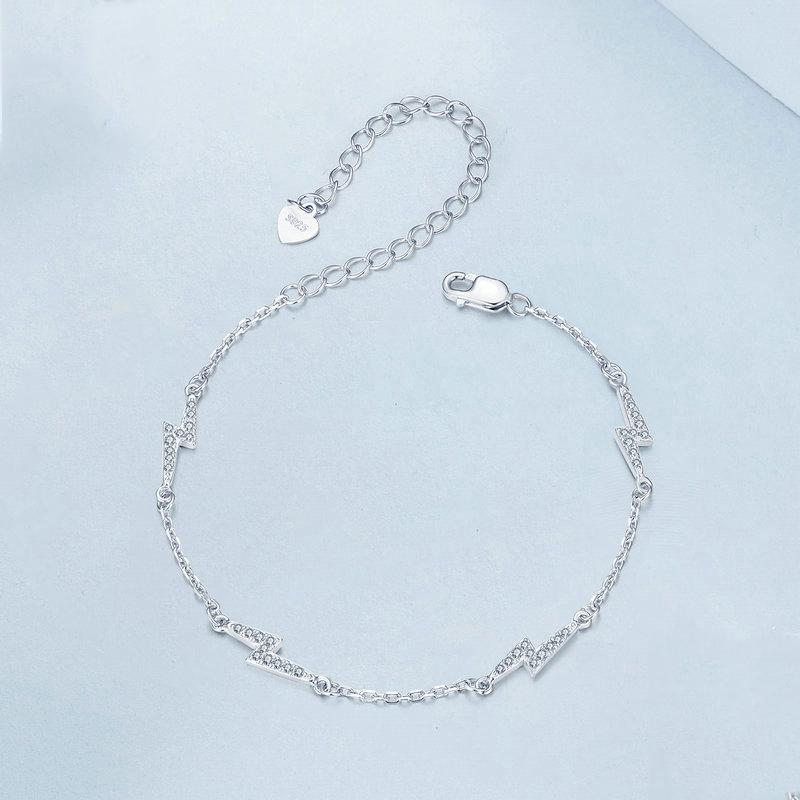 925 Sterling Silver Platinum Plated Lightning Bracelet In