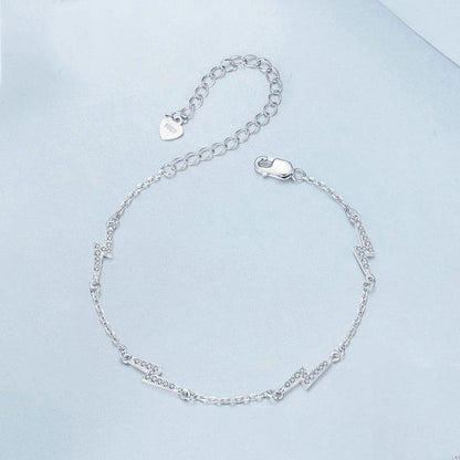 925 Sterling Silver Platinum Plated Lightning Bracelet In