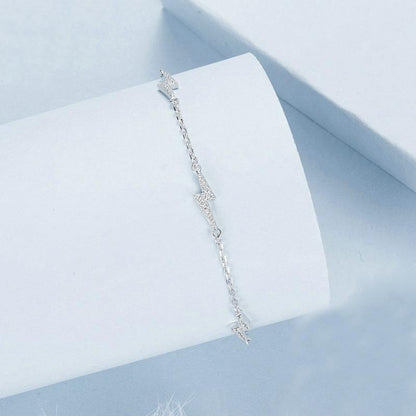 925 Sterling Silver Platinum Plated Lightning Bracelet In
