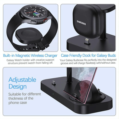 4 In 1 Type C Charging Stand For Samsung Watch And Galaxy Buds - White