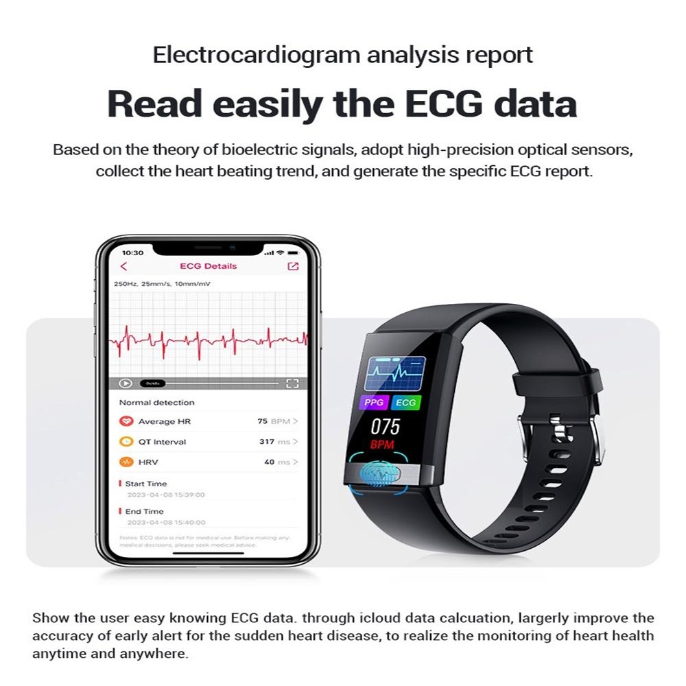Smart Watch With Heart / Bp / Oxygen / Glucose Monitoring Available - Black