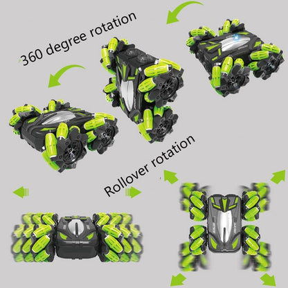Double-sided Flip Drift Remote Control Toy Stunt Car for Children - Black Green
