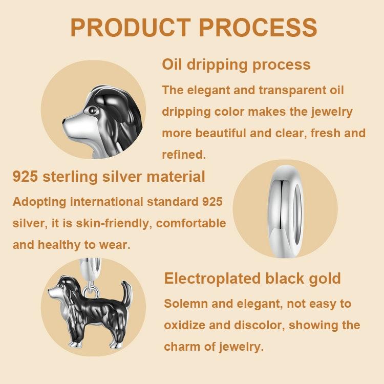 925 Sterling Silver Gold Plated Border Collie Bracelet