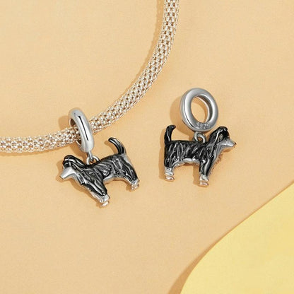 925 Sterling Silver Gold Plated Border Collie Bracelet