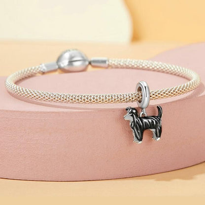 925 Sterling Silver Gold Plated Border Collie Bracelet
