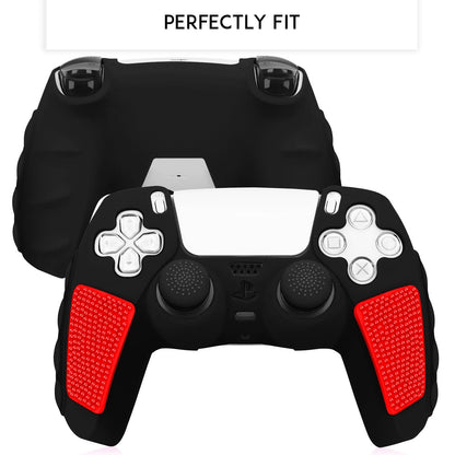 Silicone Gamepad Protective Case for Sony Ps5 with Splicing Design and Rocker Caps - Black White