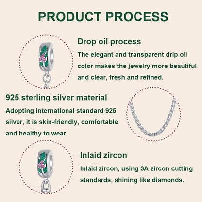 925 Sterling Silver Platinum Plated Leaf Safety Chain Bracelet