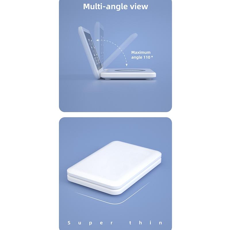 Foldable Desk Calendar Clock With Wireless Charger & Alarm - Black