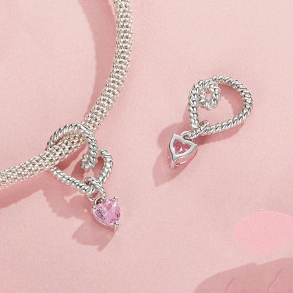 925 Sterling Silver Twisted Rope Heart Pendant Beads