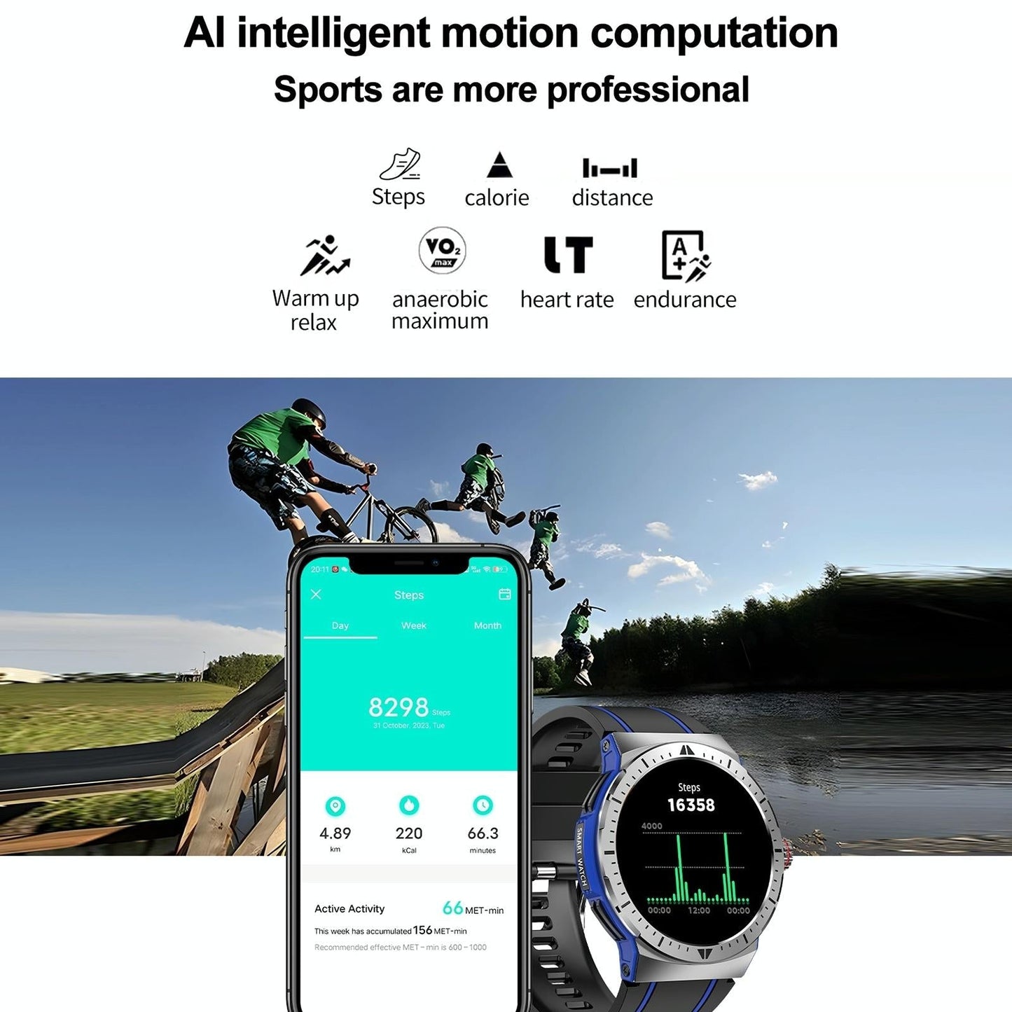 1.43 Inch Bt5.3 Ip68 Sport Smart Watch Support Bluetooth Call / Message Notification / Heart Rate / Blood Pressure Health Monitor - Orange