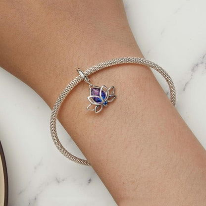 925 Sterling Silver Lotus Pendant Tourmaline Bracelet Beads