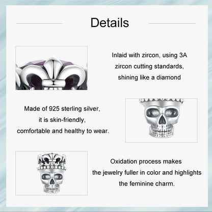 925 Sterling Silver Halloween Skull Beads