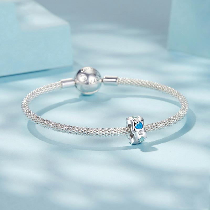 925 Sterling Silver Wave Shell Silicone Bracelet Beads