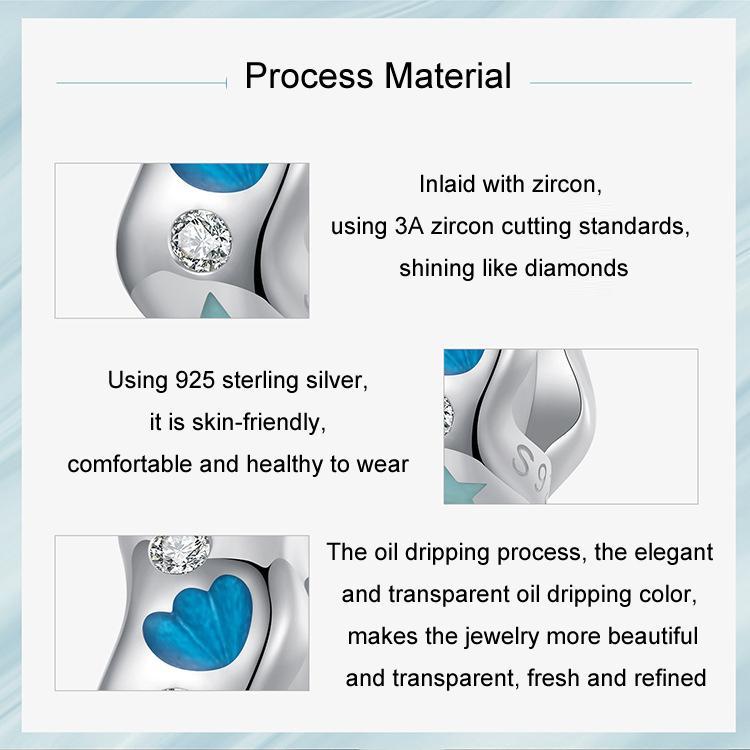 925 Sterling Silver Wave Shell Silicone Bracelet Beads