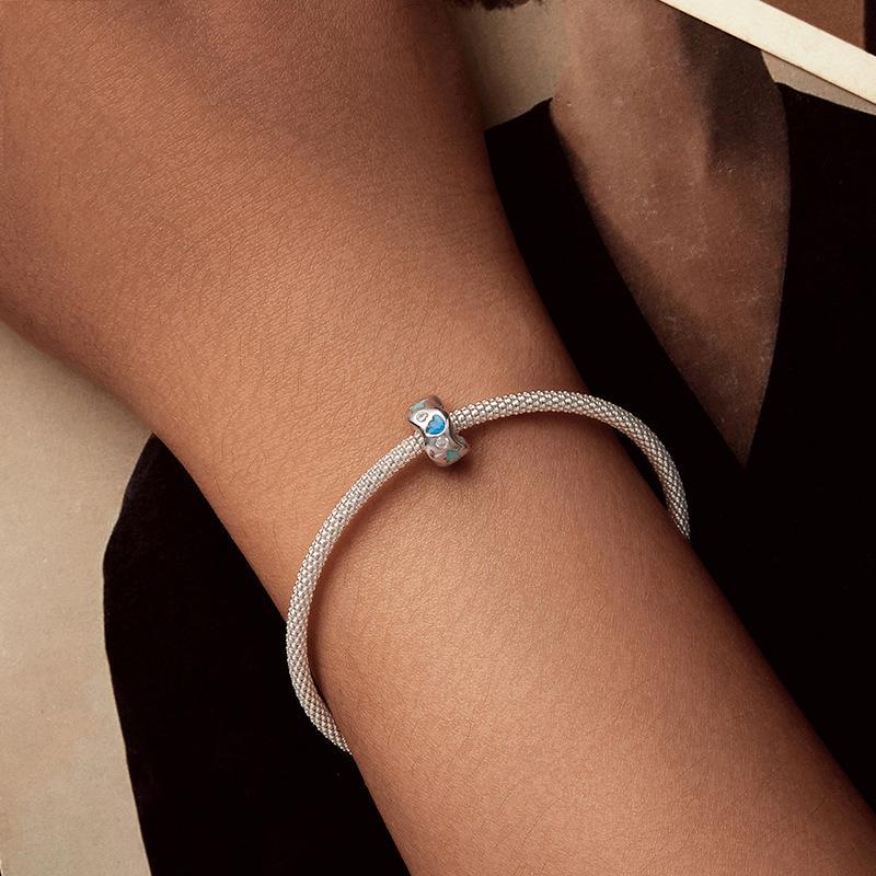 925 Sterling Silver Wave Shell Silicone Bracelet Beads