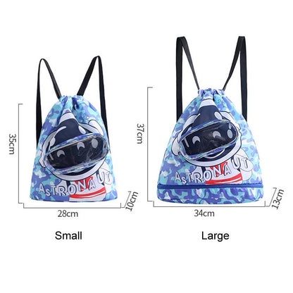 Kids' Swim Bag Cute Cartoon Beach Backpack Waterproof Dry / Wet Large 2 Layer - Blue - Large 2 Layer