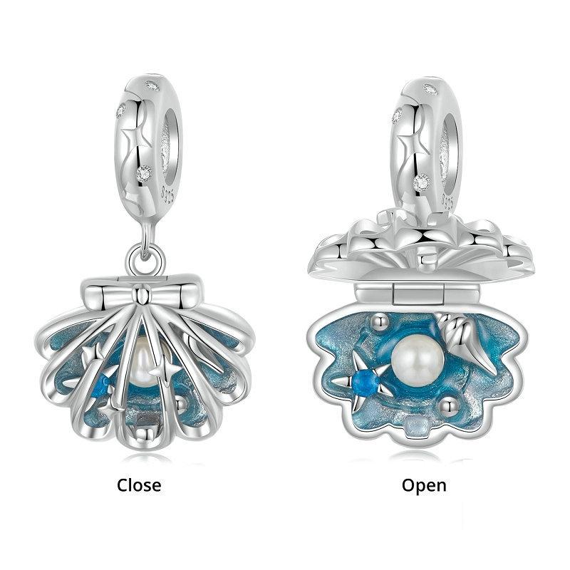 925 Sterling Silver Openable Scallop Bead Pendant