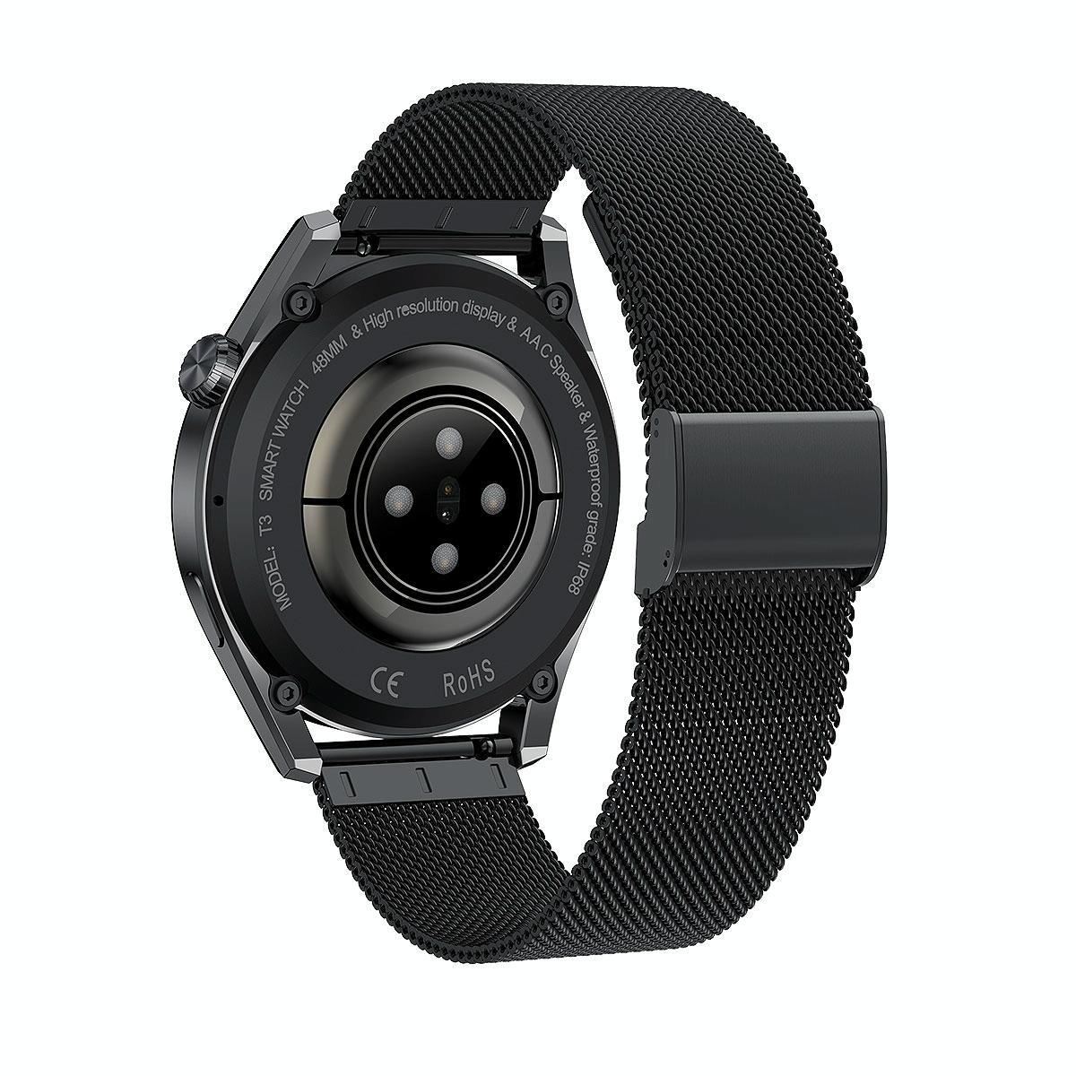 Waterproof Steel Smartwatch With Colour Screen - Ip68 - Black