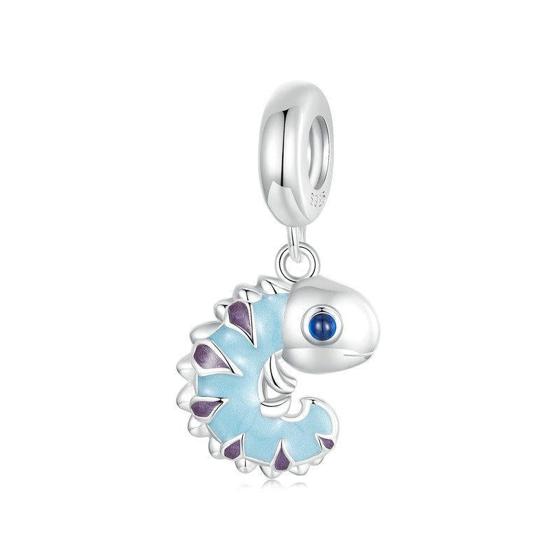 925 Sterling Silver Platinum Plated Chameleon Pendant