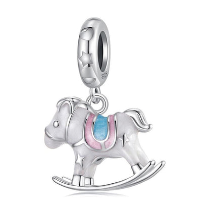 925 Sterling Silver Platinum Plated Trojan Horse Pendant