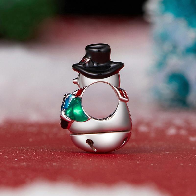 925 Sterling Silver Snowman Beaded Bracelet