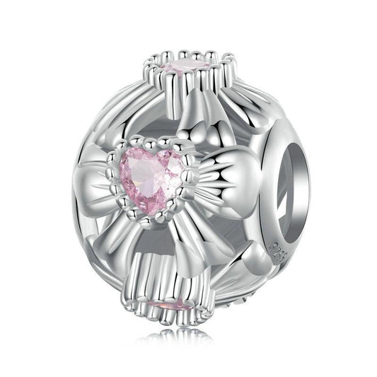 925 Sterling Silver Platinum Plated Sweet Bow Diy Beads